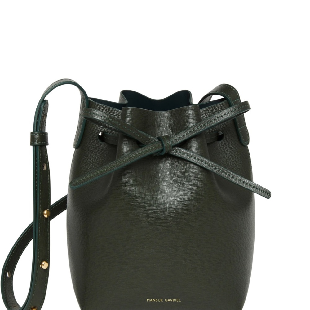 Mansur Gavriel Green Leather Mini Bucket Crossbody